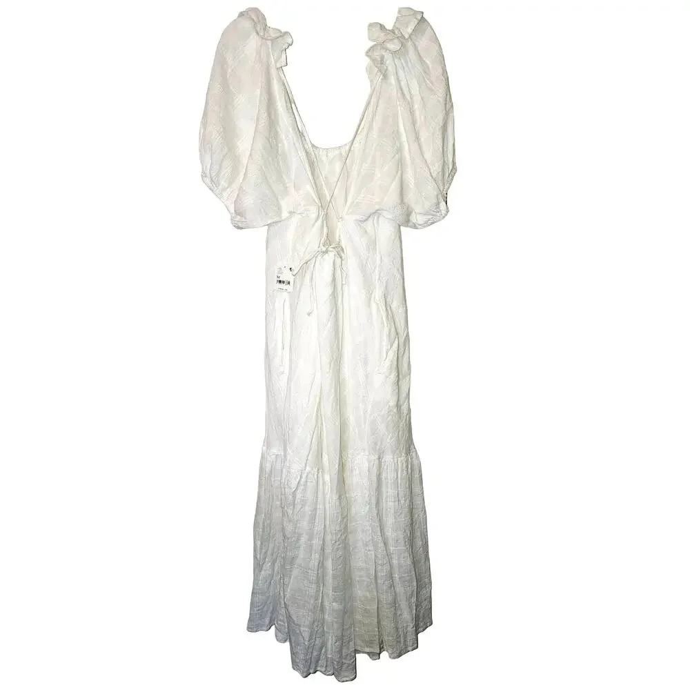 New Free People Kaylyn Midi Dress Free-est $108 SMALL Ivory Ethereal Billowy